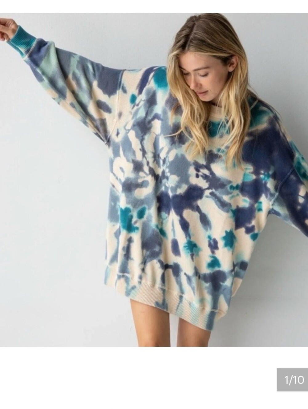 Natural Life Taylor Blue Tie Dye Oversized Sweater Dress